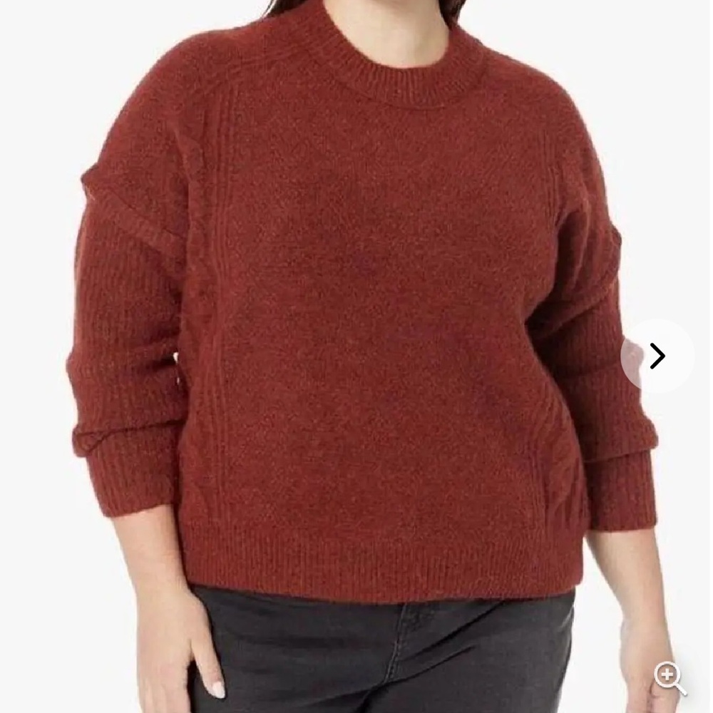 Madewell Womens 4X Cable Havener Pullover Sweater in Brown NI619 Alpaca Wool